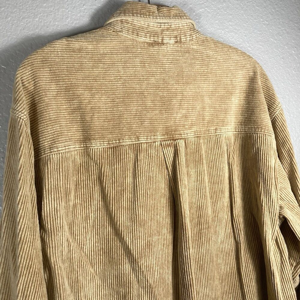 Oversized Corduroy Shacket L Shirt Raw Hem Tan Beige Cabincore Barn La Miel - Picture 4 of 7